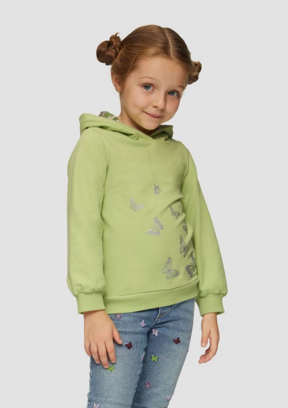 s.Oliver Sweatshirt mit Glitzer-Print - hellgrün