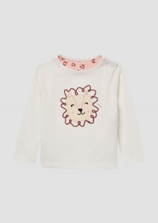 s.Oliver Longsleeve mit Applikation und abgerundetem Saum - ecru