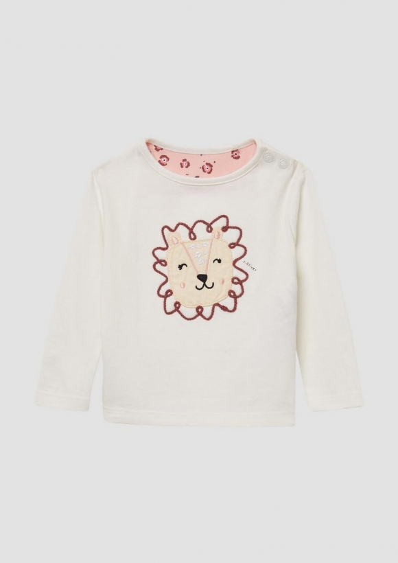 s.Oliver Longsleeve mit Applikation und abgerundetem Saum - ecru