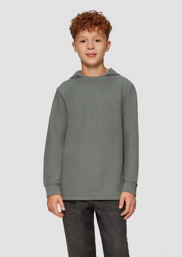 s.Oliver Kapuzenpullover mit Rippstruktur - schiefergrau