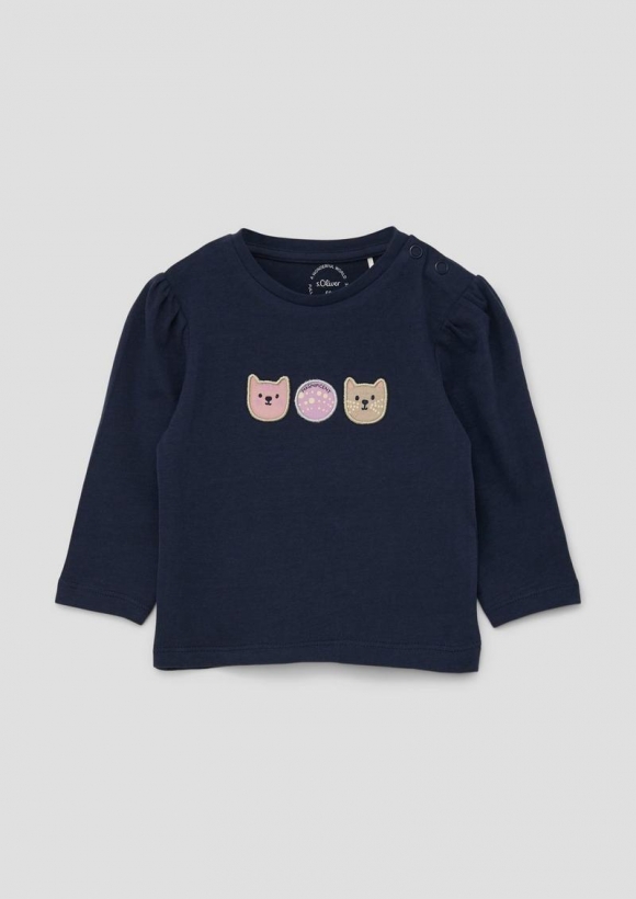 s.Oliver Longsleeve mit Applikation - navy