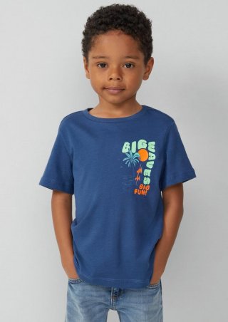 s.Oliver Jersey-T-Shirt mit Frontprint - dunkelblau