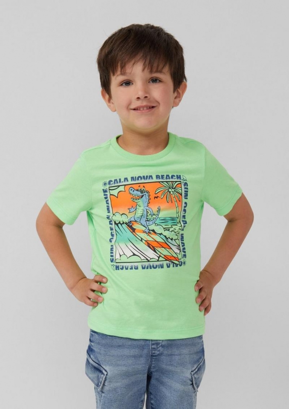 s.Oliver Baumwoll-T-Shirt mit Frontprint - hellgrün