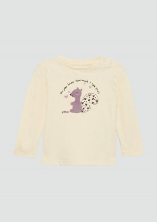 s.Oliver Langarmshirt mit Glitzer-Print - helles sand