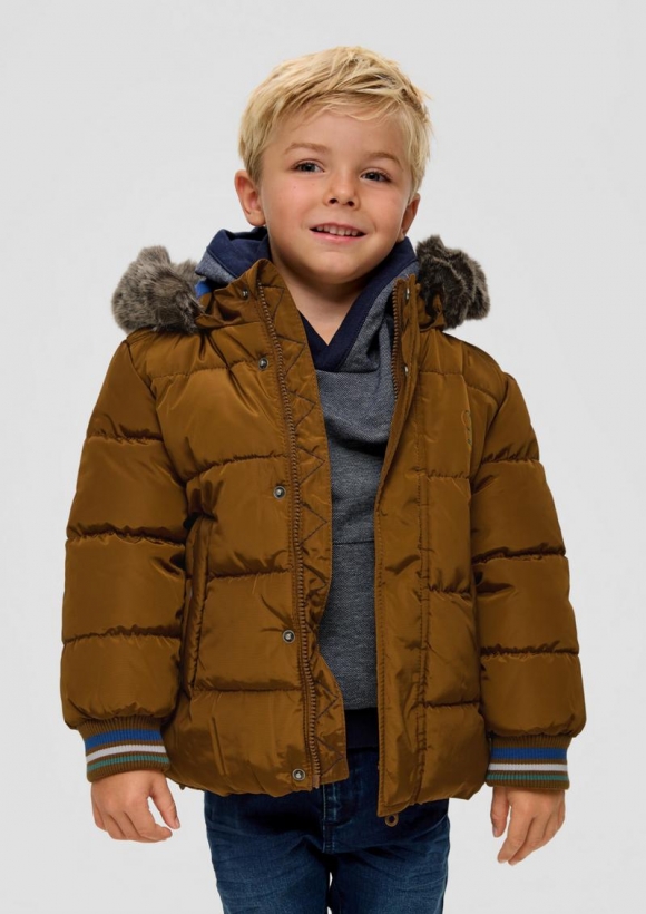 s.Oliver Steppjacke mit abnehmbarem Kunstfell - zimt