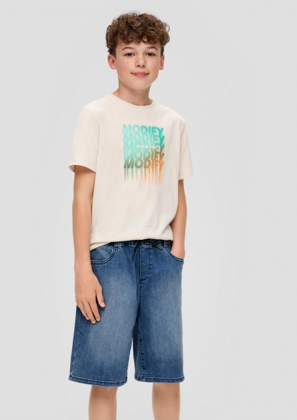 s.Oliver Relaxed: Denim-Bermuda mit Tunnelzug - blau