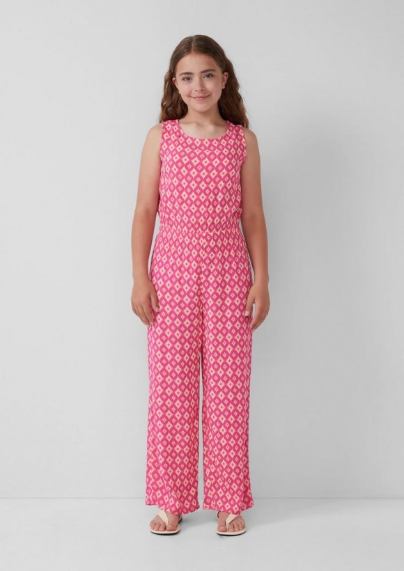 s.Oliver Jumpsuit aus Crinkled Viskose im Loose Fit mit Rücken-Cut-Out - pink