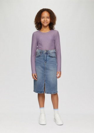 s.Oliver Knielanger Jeansrock mit Schlitz - blau