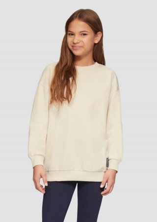 s.Oliver Unisex Sweatshirt mit Rippbündchen und Print - helles sand
