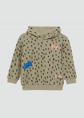 s.Oliver Kapuzen-Sweatshirt mit Struktur und Öhrchen - tannengrün