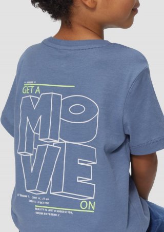 s.Oliver Baumwoll-T-Shirt mit Print und verlängertem Rückteil - blassblau