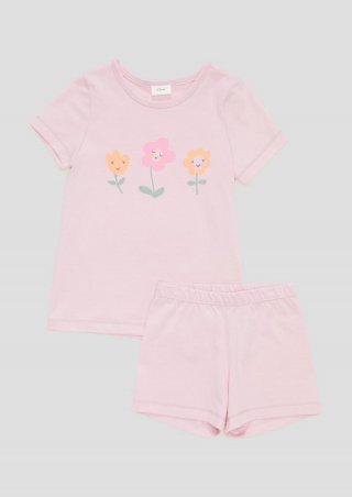 s.Oliver Kurzes Pyjama-Set aus reiner Baumwolle - rosa