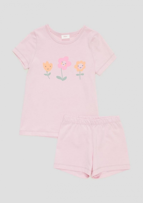 s.Oliver Kurzes Pyjama-Set aus reiner Baumwolle - rosa
