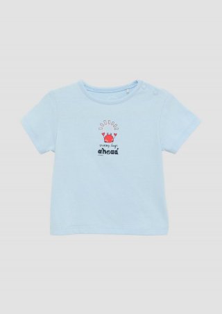 s.Oliver Jersey-Shirt aus Baumwolle mit Glitzerprint - himmelblau