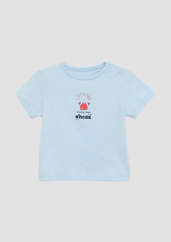 s.Oliver Jersey-Shirt aus Baumwolle mit Glitzerprint - himmelblau