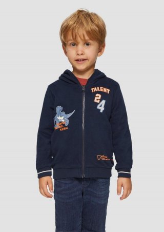 s.Oliver Sweatjacke mit Print- und Stick-Details - navy