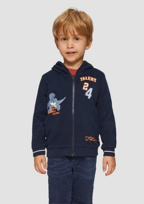 s.Oliver Sweatjacke mit Print- und Stick-Details - navy