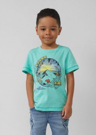 s.Oliver Printshirt mit seitlichen Schlitzen am Saum - türkis