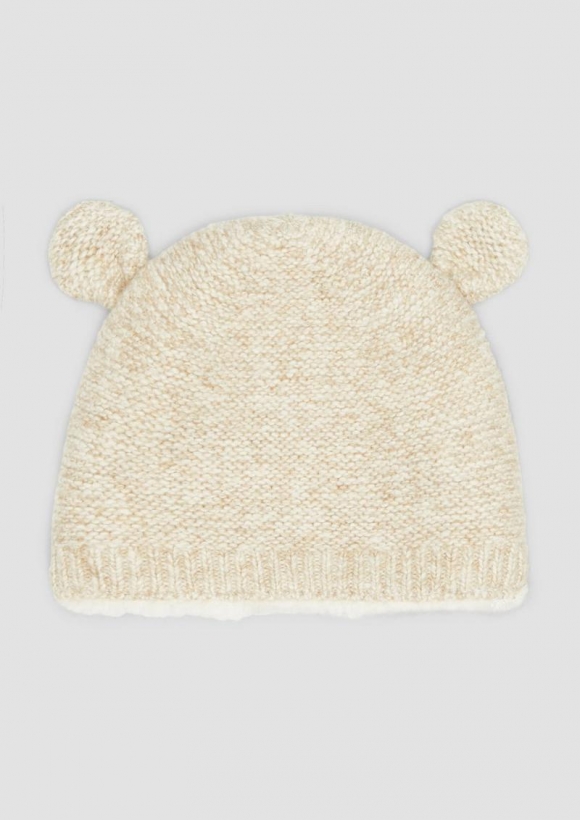 s.Oliver Kuschelige Mütze mit Teddyplüsch und Öhrchen - beige