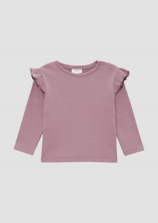 s.Oliver Longsleeve mit Rippstruktur und Rüschen - lavendel