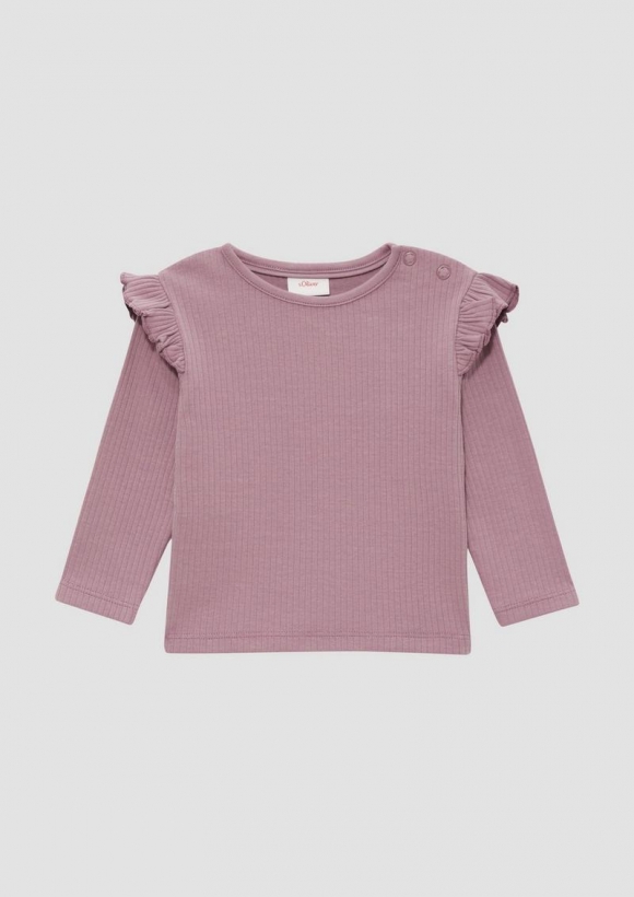 s.Oliver Longsleeve mit Rippstruktur und Rüschen - lavendel