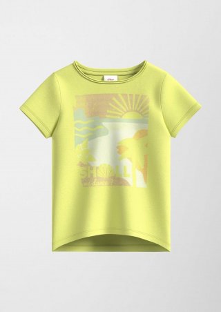 s.Oliver Baumwollshirt mit Glitzerprint - limettengrün