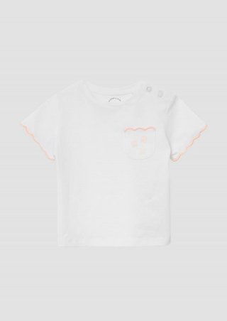 s.Oliver Jersey-T-Shirt mit Bogenkante und Brusttasche - weiß
