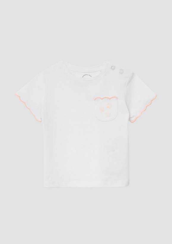 s.Oliver Jersey-T-Shirt mit Bogenkante und Brusttasche - weiß