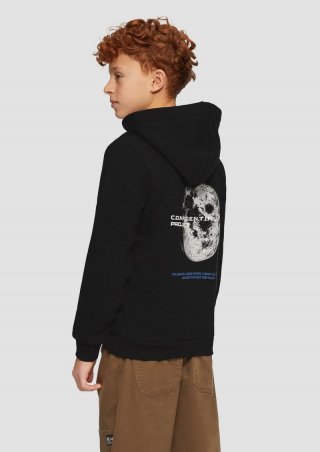 s.Oliver Wärmender Hoodie aus schwerer Sweat-Ware mit Rückenprint - schwarz