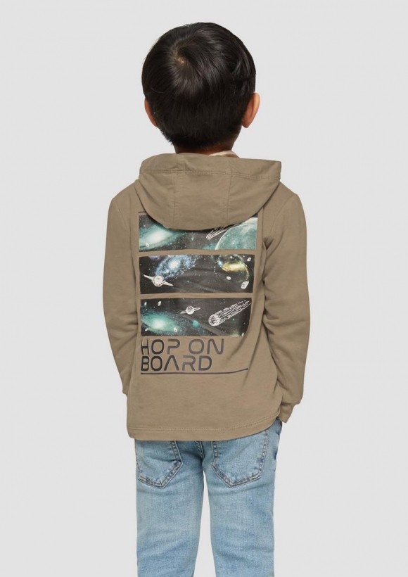 s.Oliver Kapuzen-Shirt mit Rückenprint - cognac