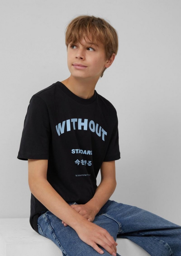 s.Oliver T-Shirt mit Frontprint - schwarz