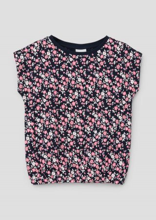 s.Oliver T-Shirt mit überschnittenen Schultern und All-over-Print - navy