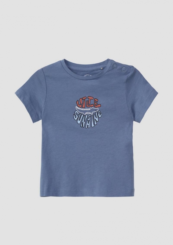 s.Oliver Baumwoll-T-Shirt mit Frontprint - blau