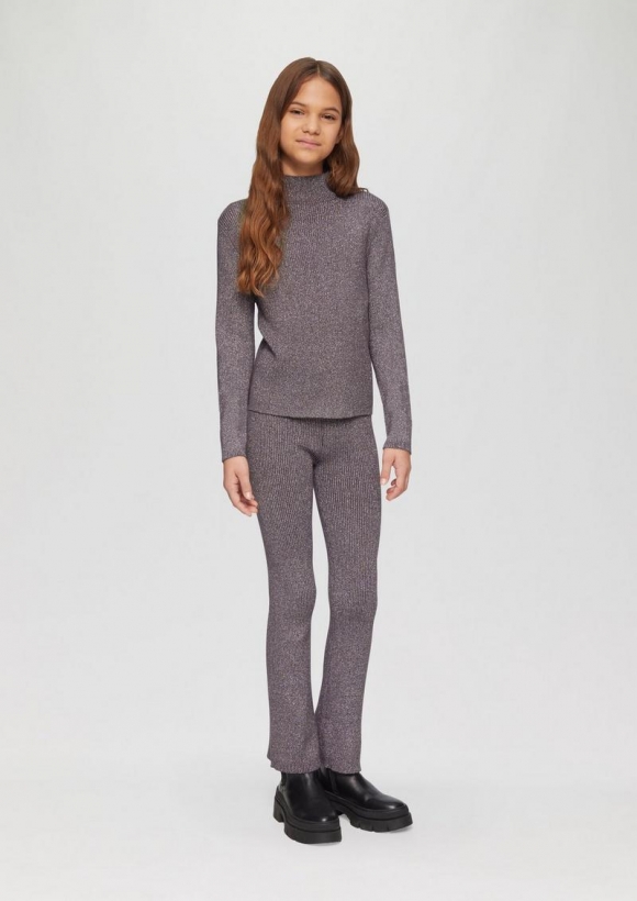 s.Oliver Strickhose mit Flared Leg und Metallic-Effekt - flieder