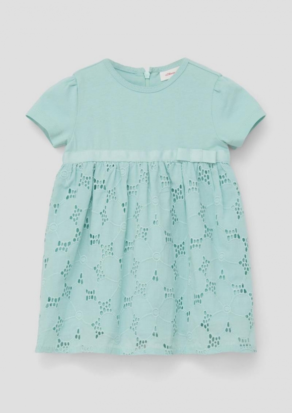 s.Oliver Kleid mit Broderie Anglaise - ozeangrün