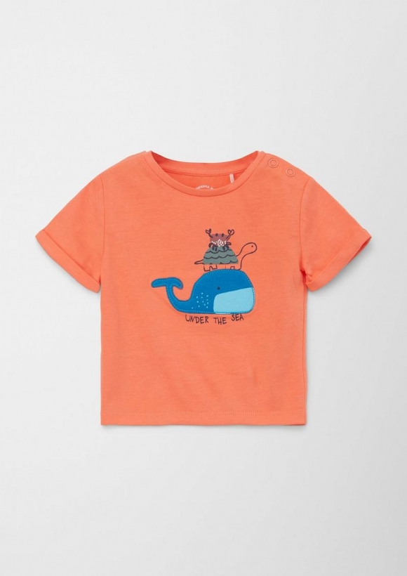 s.Oliver Baumwollshirt mit Artwork - papaya