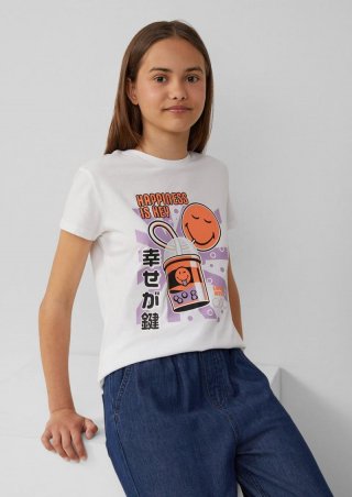 s.Oliver T-Shirt im Loose Fit mit Smiley®-Print - weiß