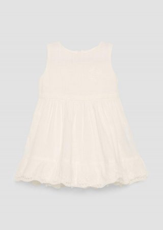 s.Oliver Ausgestelltes Kleid mit Blumenstickerei - wollweiß