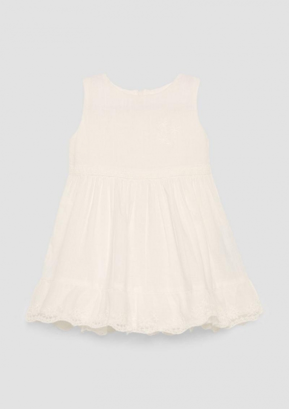 s.Oliver Ausgestelltes Kleid mit Blumenstickerei - wollweiß