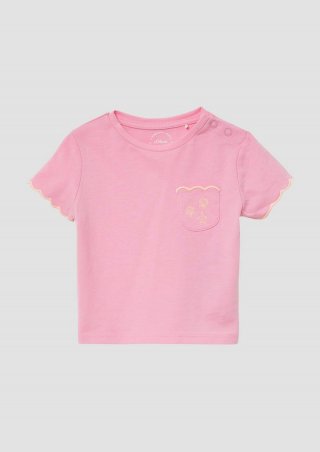 s.Oliver Jersey-T-Shirt mit Bogenkante und Brusttasche - pink