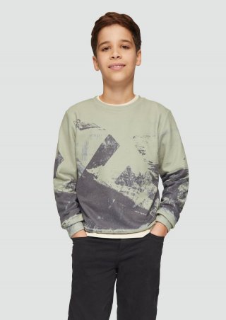 s.Oliver Sweatshirt mit All-over-Print - tannengrün