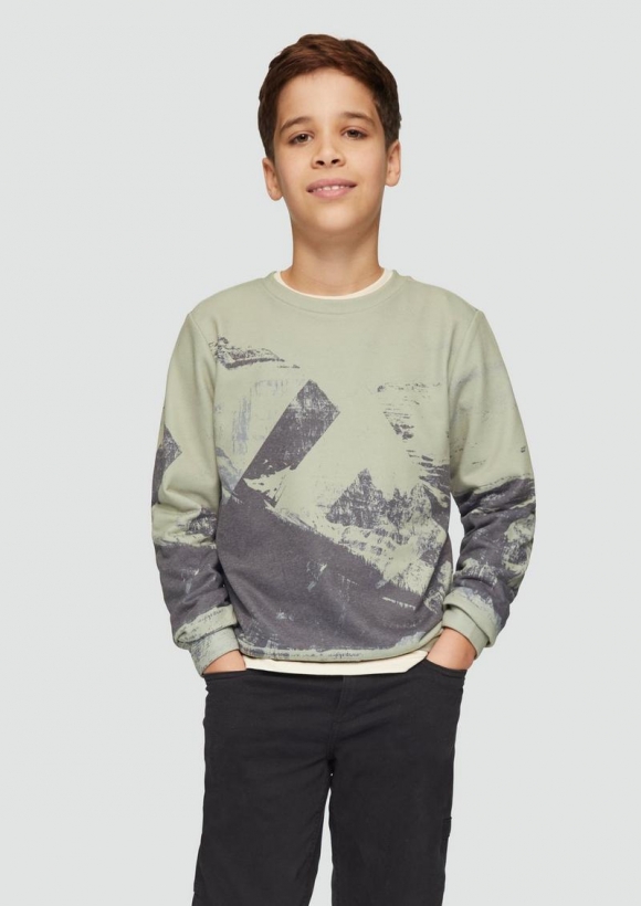 s.Oliver Sweatshirt mit All-over-Print - tannengrün