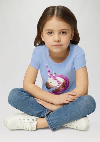 s.Oliver Baumwollshirt in A-Shape mit Wendepailletten - himmelblau