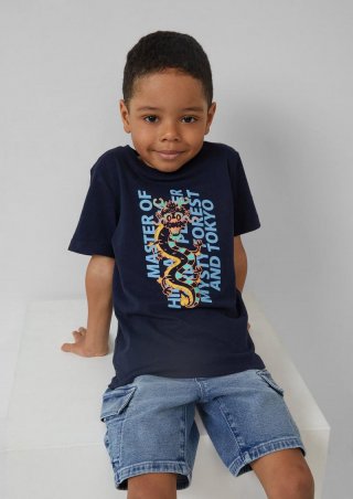 s.Oliver Jersey-T-Shirt mit Frontprint - navy