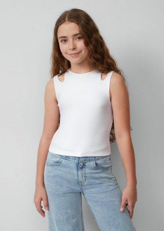 s.Oliver Verkürztes Tanktop im Slim Fit mit Cut-out-Details - weiß