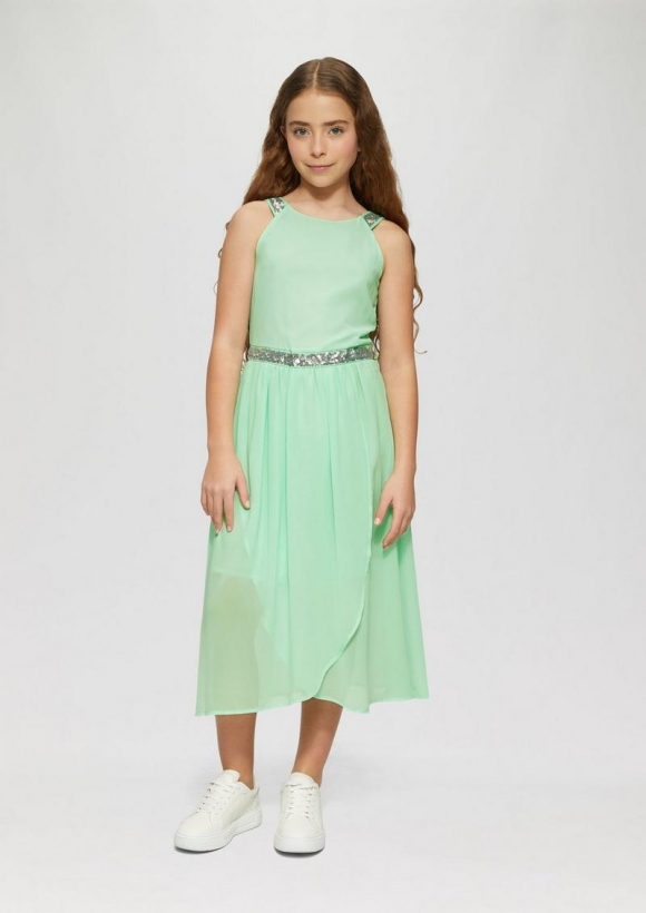 s.Oliver Midikleid aus Chiffon mit Pailletten-Details - ozeangrün
