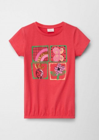 s.Oliver T-Shirt mit Pailletten - korallrot