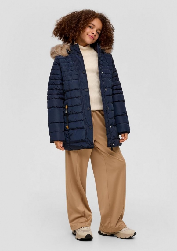s.Oliver Steppjacke mit Kunstfellblende - navy