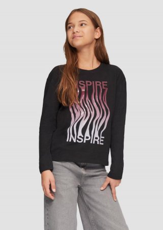 s.Oliver Longsleeve mit gummiertem Frontprint - schwarz