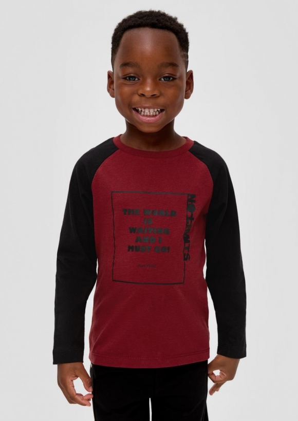 s.Oliver Longsleeve mit Statement-Print - rubinrot
